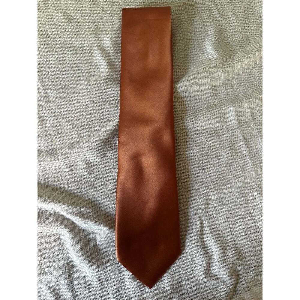 Haggar Men’s Burnt Orange Copper Necktie Solid Satin Dress Tie Wedding Fall